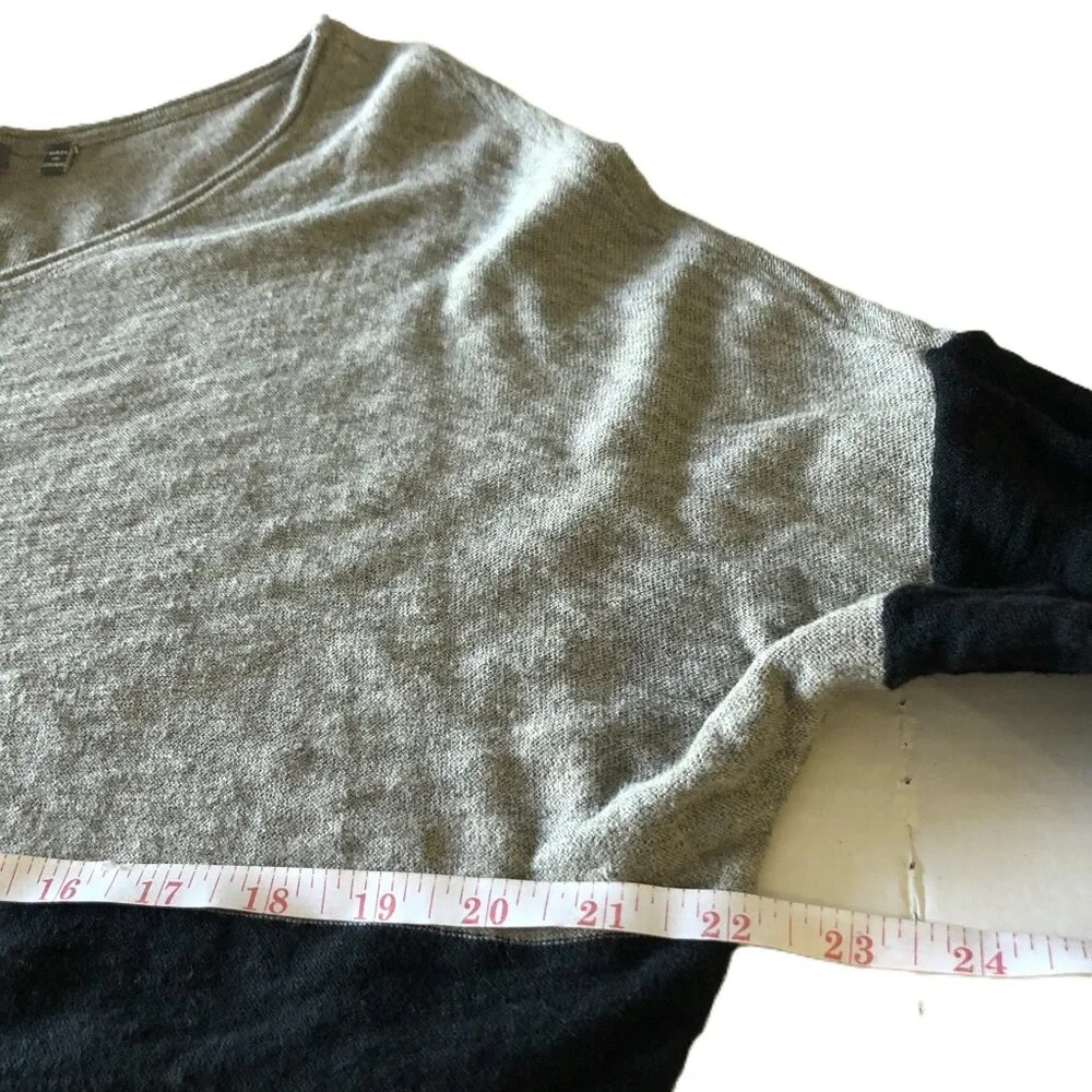 Vince Tan Black Color Block Sweater 100% Cotton Scoop Neck Drop Shoulder Stretch - Picture 11 of 15